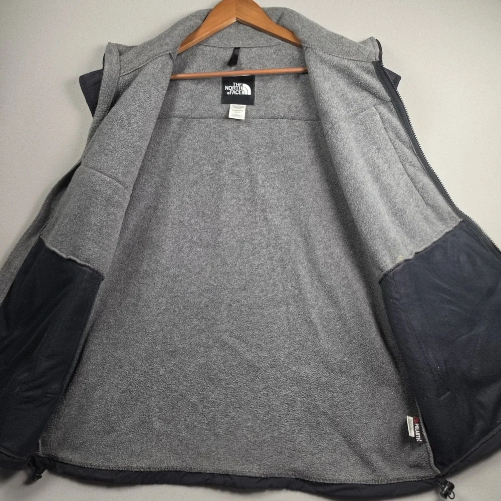 The North Face Mens XL Denali Full Zip Polartec Fleece Vest Charcoal Grey Black